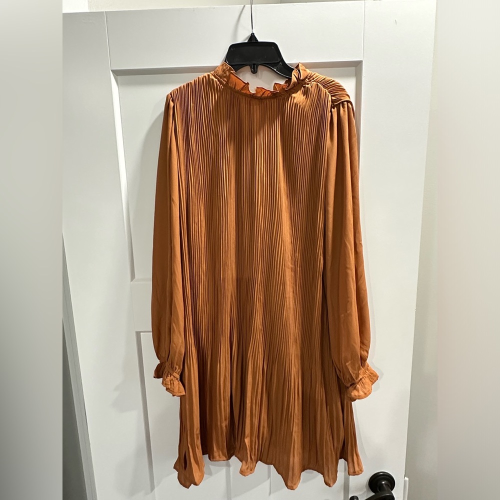 Burnt orange, long sleeve mini dress